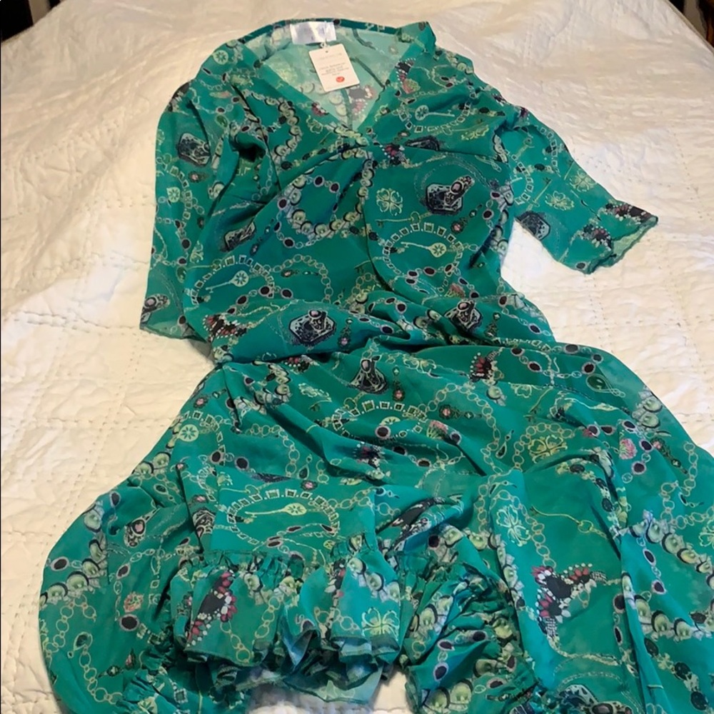OSHOPLIVE bohemium style dress green print Size L